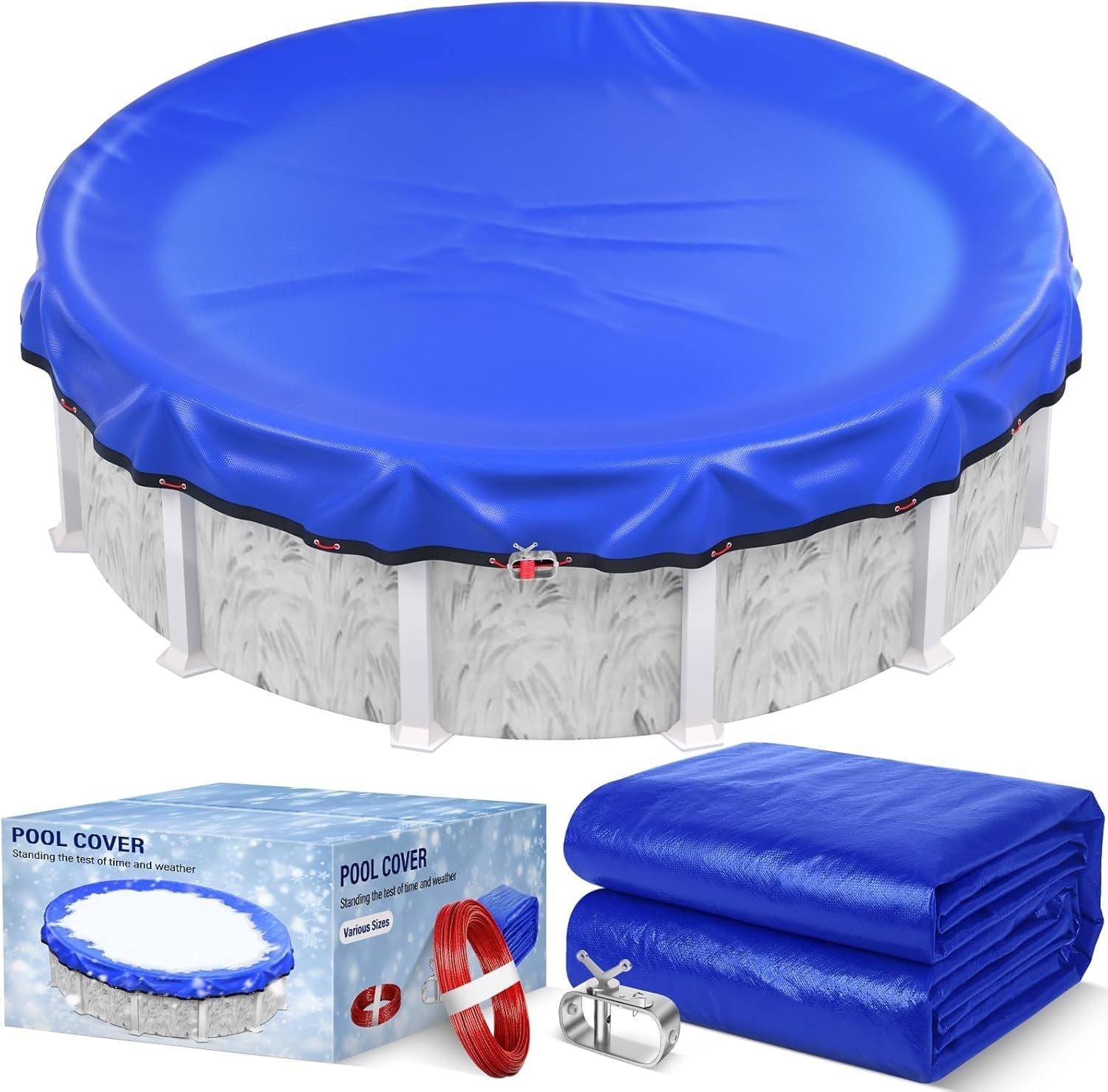 21ft Round Winter Pool Cover 500D Extra Thick Above Ground w Winch Cable