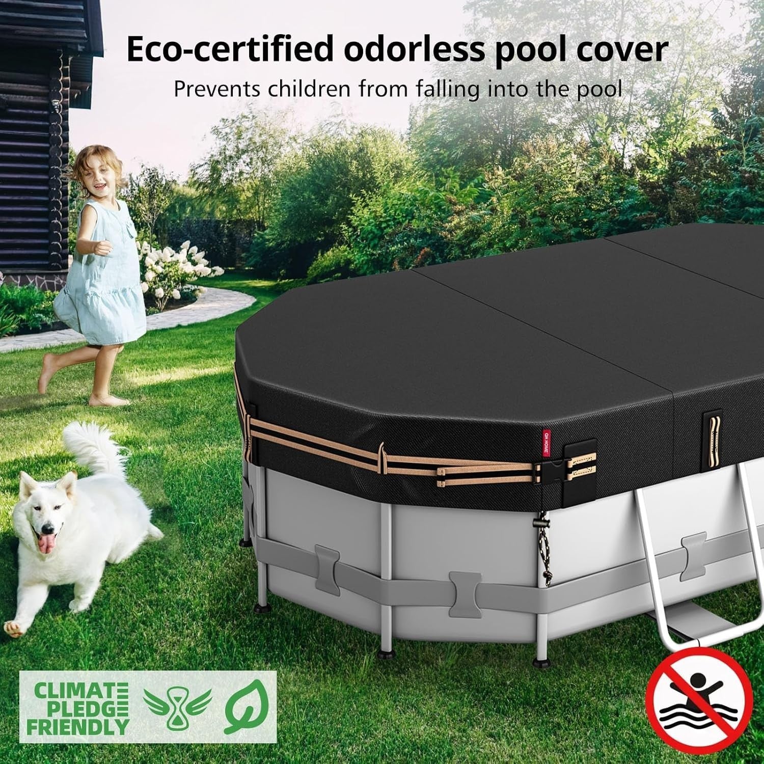 QH.HOME Oval Pool Cover for 9x18 Ft Bestway/Intex/Coleman Frame Oval Pool, [E