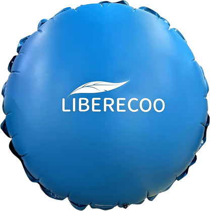 8FT Round Pool Cover Pillow Winterizing Inflatable 0.4mm Heavy Duty w/ Rope Blue