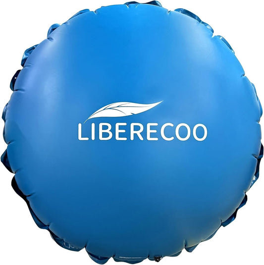 8FT Round Pool Cover Pillow Winterizing Inflatable 0.4mm Heavy Duty w/ Rope Blue