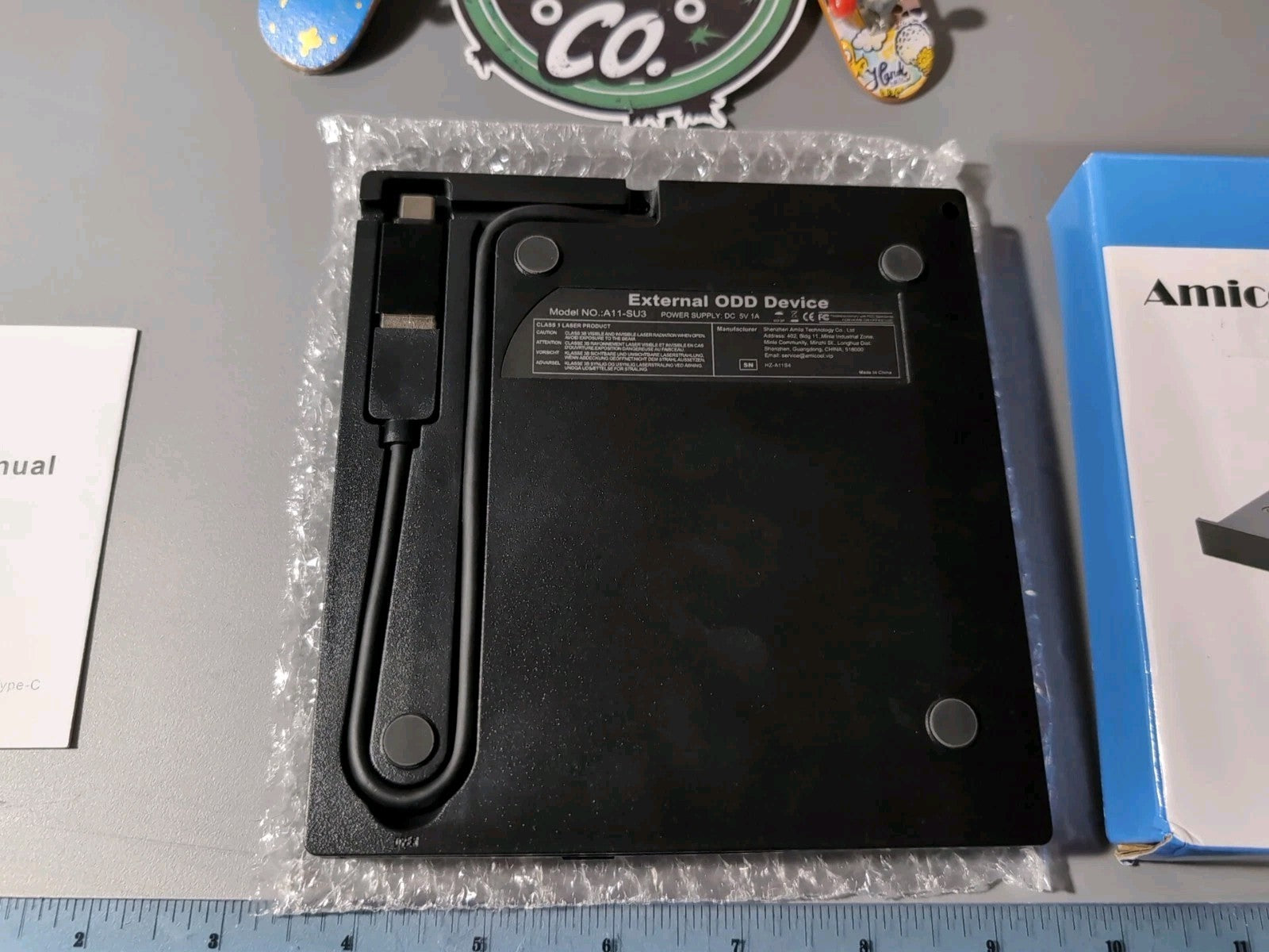 Amicool External DVD Drive USB 3.0 USB-C Portable CD DVD RW Burner Reader Black