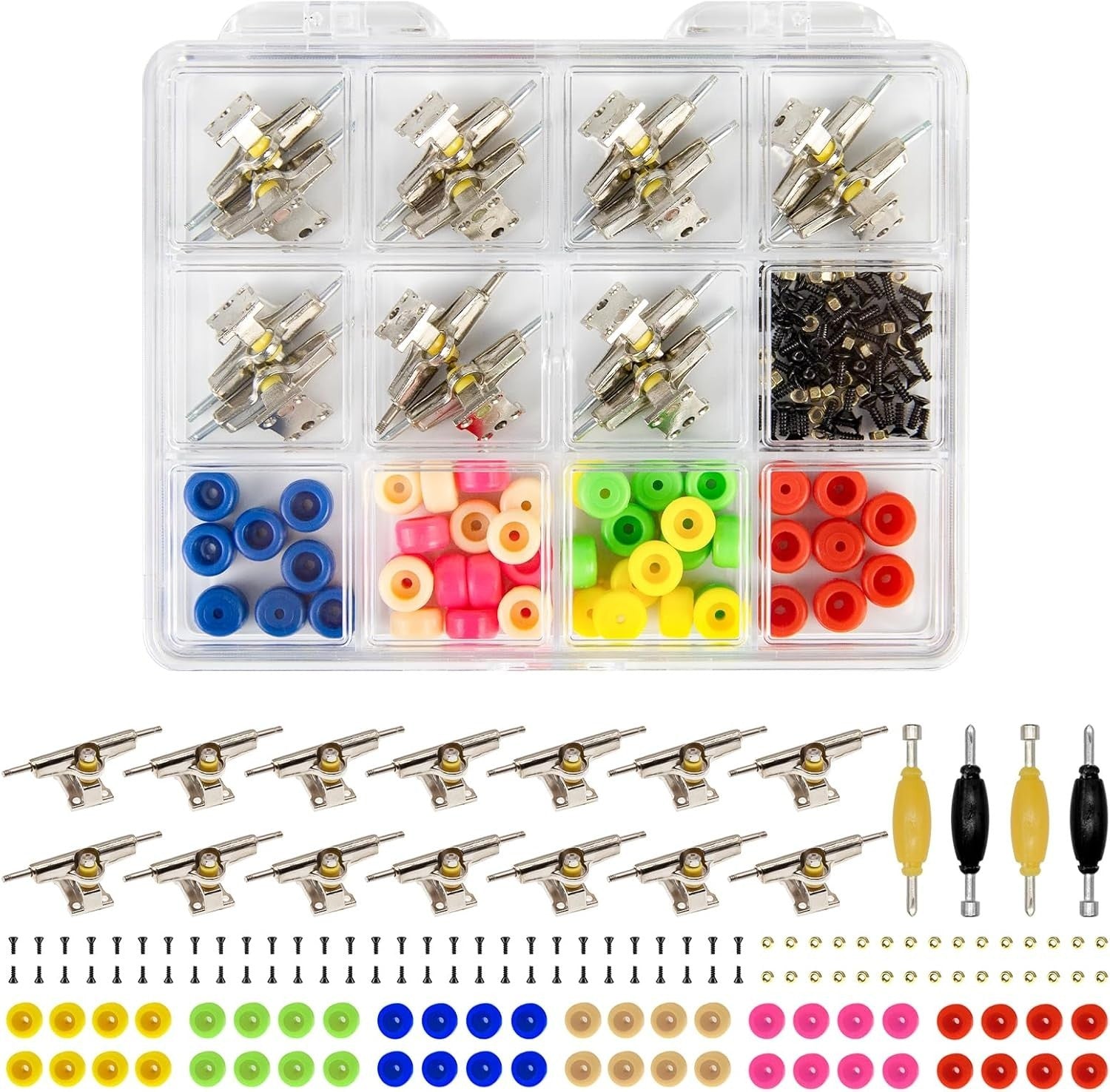 Fingerboard Repair Kit Trucks Wheels Screws Tools Box 31mm 96mm