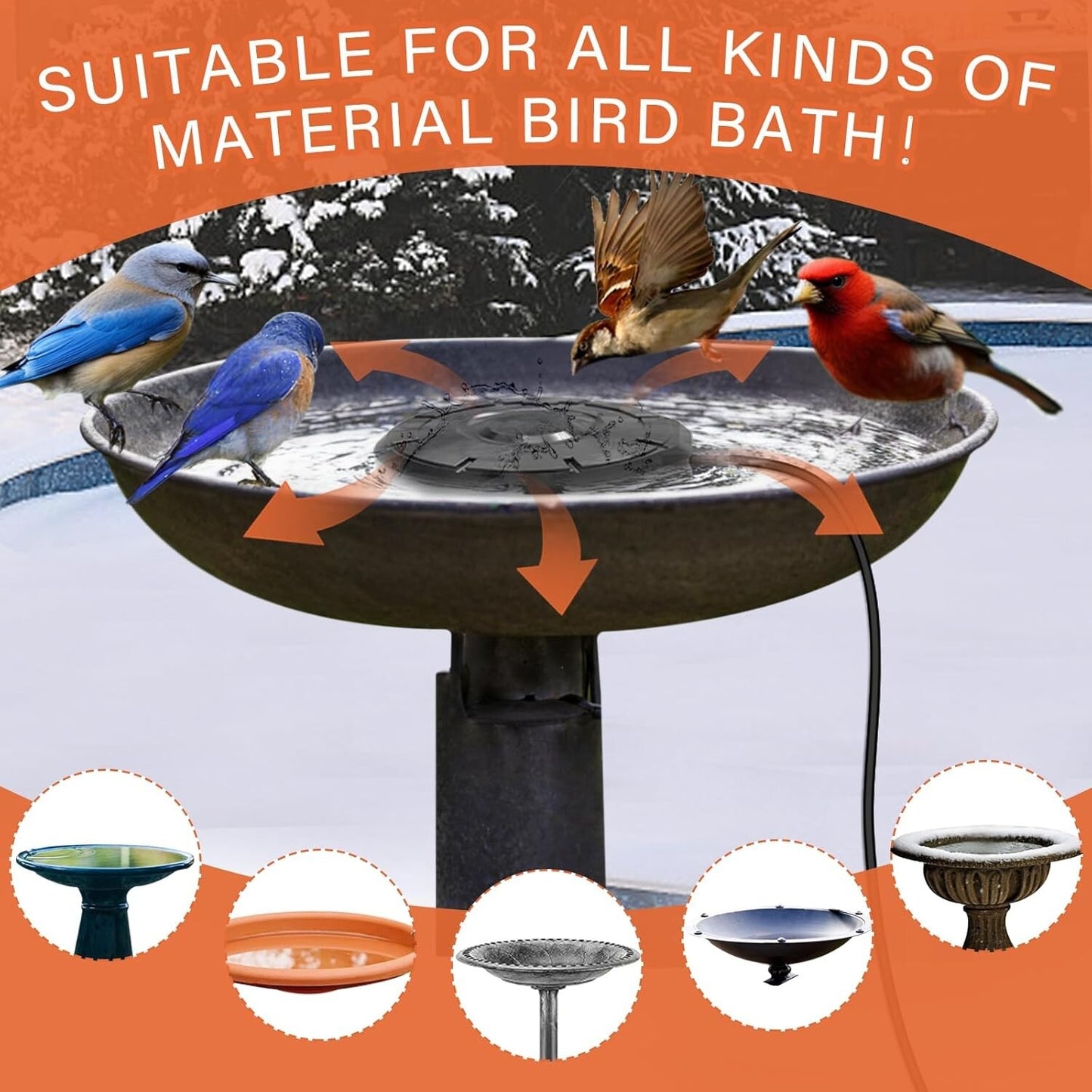 Bird Bath Heater,Birdbaths De-Icer,Birdbath Water Heater Deicer ,Black