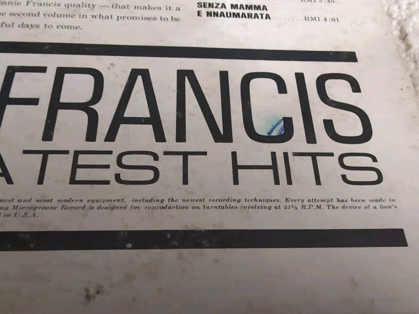 Connie Francis - More Greatest Hits [vinyl - 12"] 1961 MGM E3942