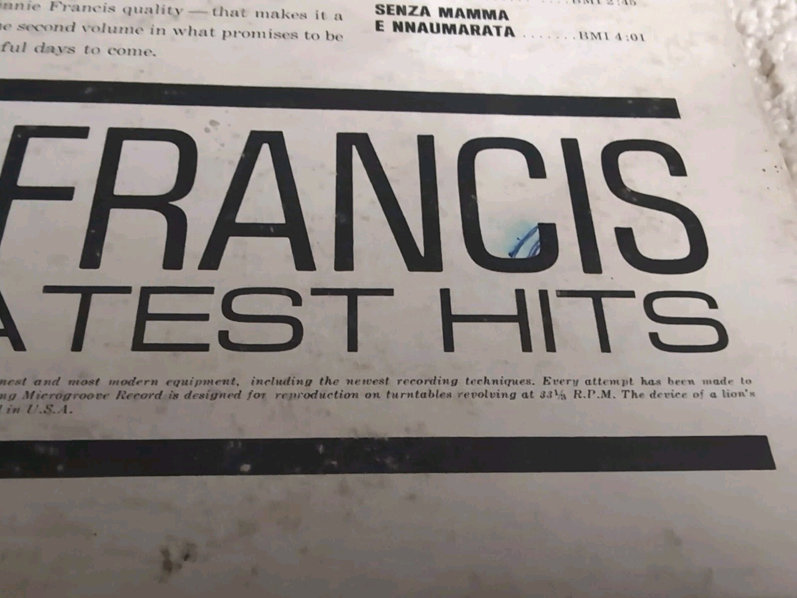 Connie Francis - More Greatest Hits [vinyl - 12"] 1961 MGM E3942