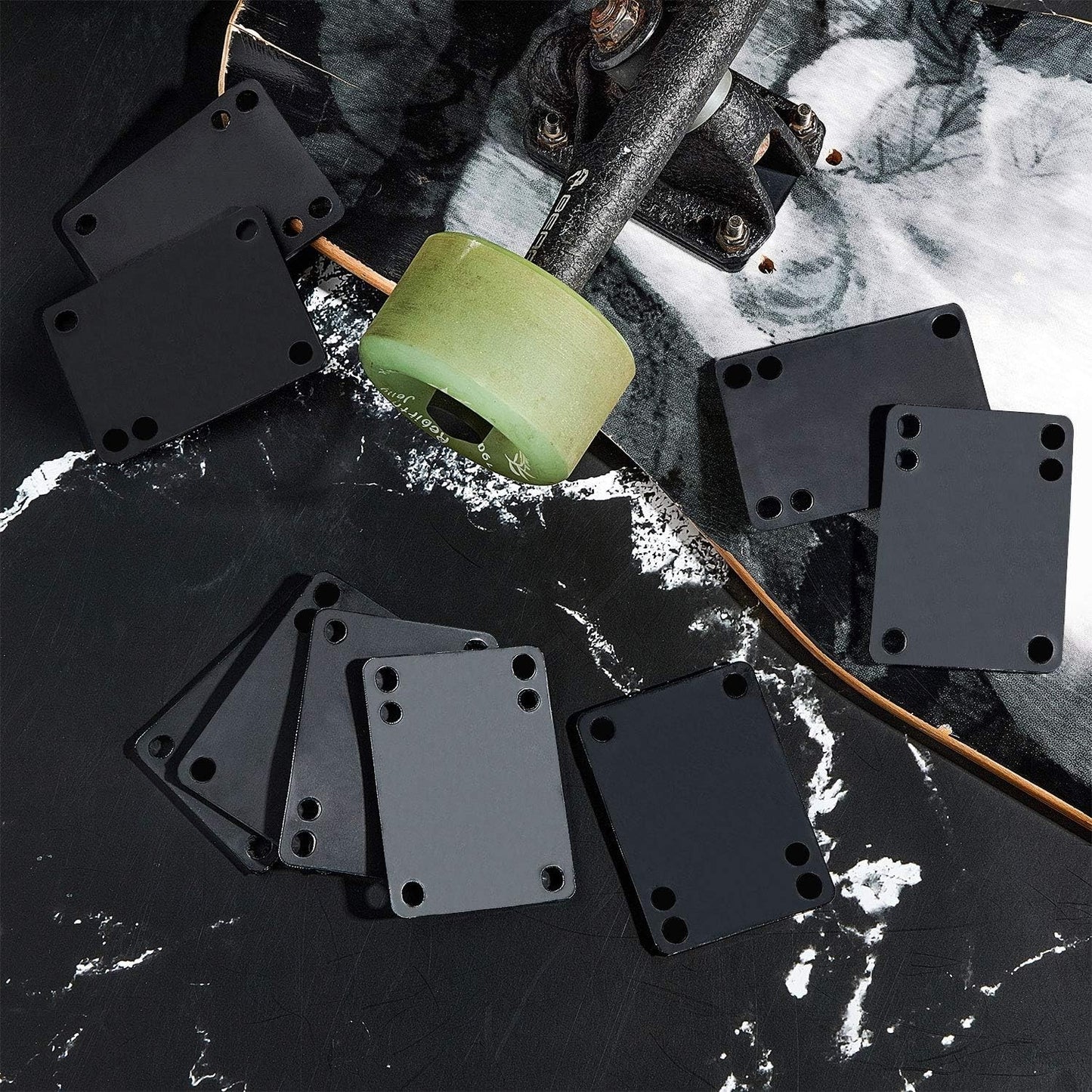 10pcs Skateboard Riser Shock Pads 3mm – Longboard Soft PU Shockpads Black