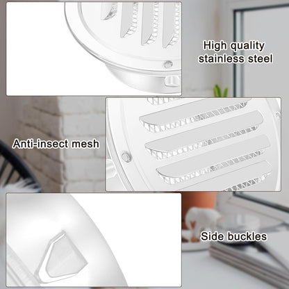 4" Stainless Steel Soffit Vent Round Louvered Exhaust Cover w/ Mesh White