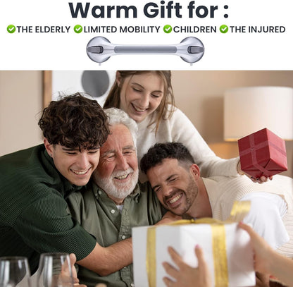  Shower Grab Bars 2 Pack, Suction Grab Bar Easy to Install 16.8” 2 Set Silver