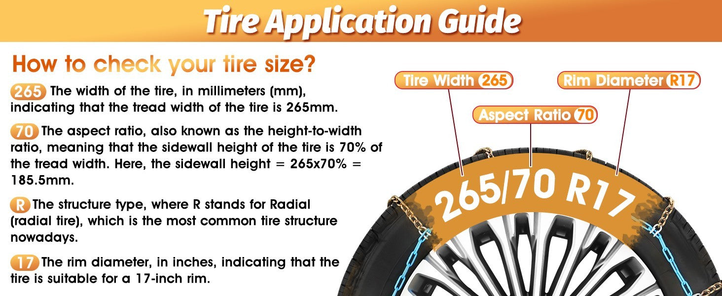 DEDC Auto Lock Snow Tire Chains, 50s Quick Easy, Manganese Steel Alloy Anti S