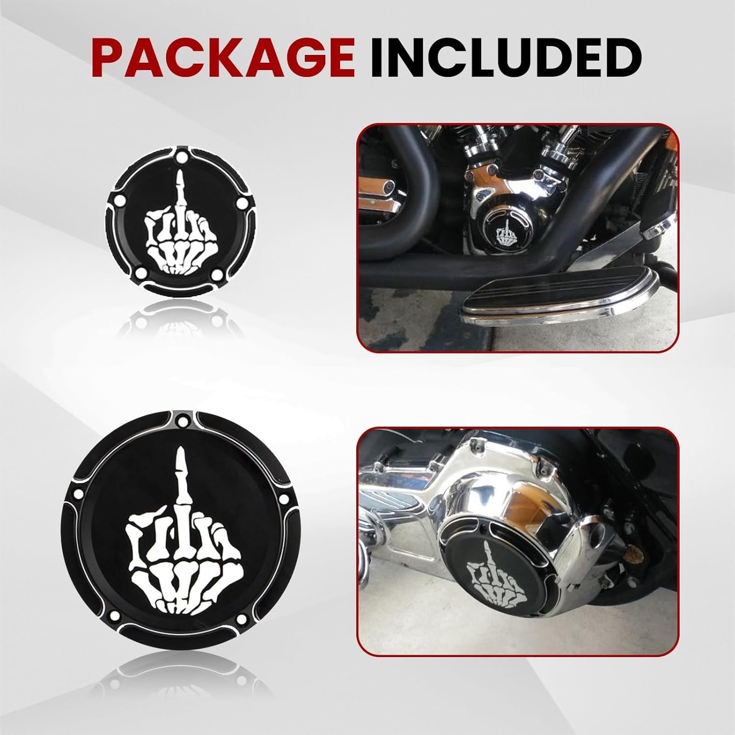 Harley Derby & Timing Cover Set 1996-2013 CNC Billet Middle Finger Design