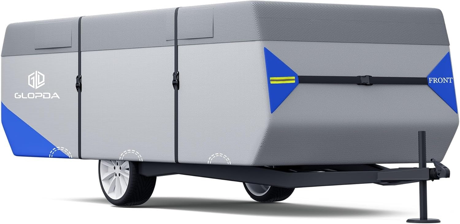 Pop Up Camper Cover 8'-10' Heavy Duty 7-Layer Waterproof RV Trailer Cover