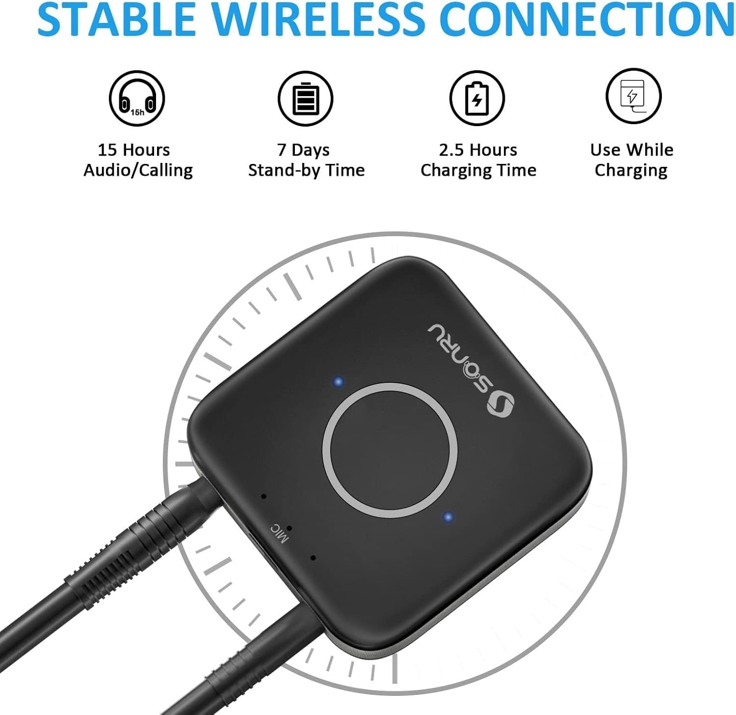 Bluetooth 5.3 Adapter Hi-Fi Equipment for Car Wireless Audio Receiver with 3.5Mm