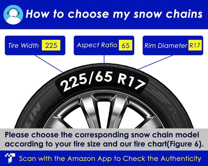 Auto Fixing Snow Tire Chains | 1-Min Quick Fit | AUVEBY | Cars SUVs Trucks | Set