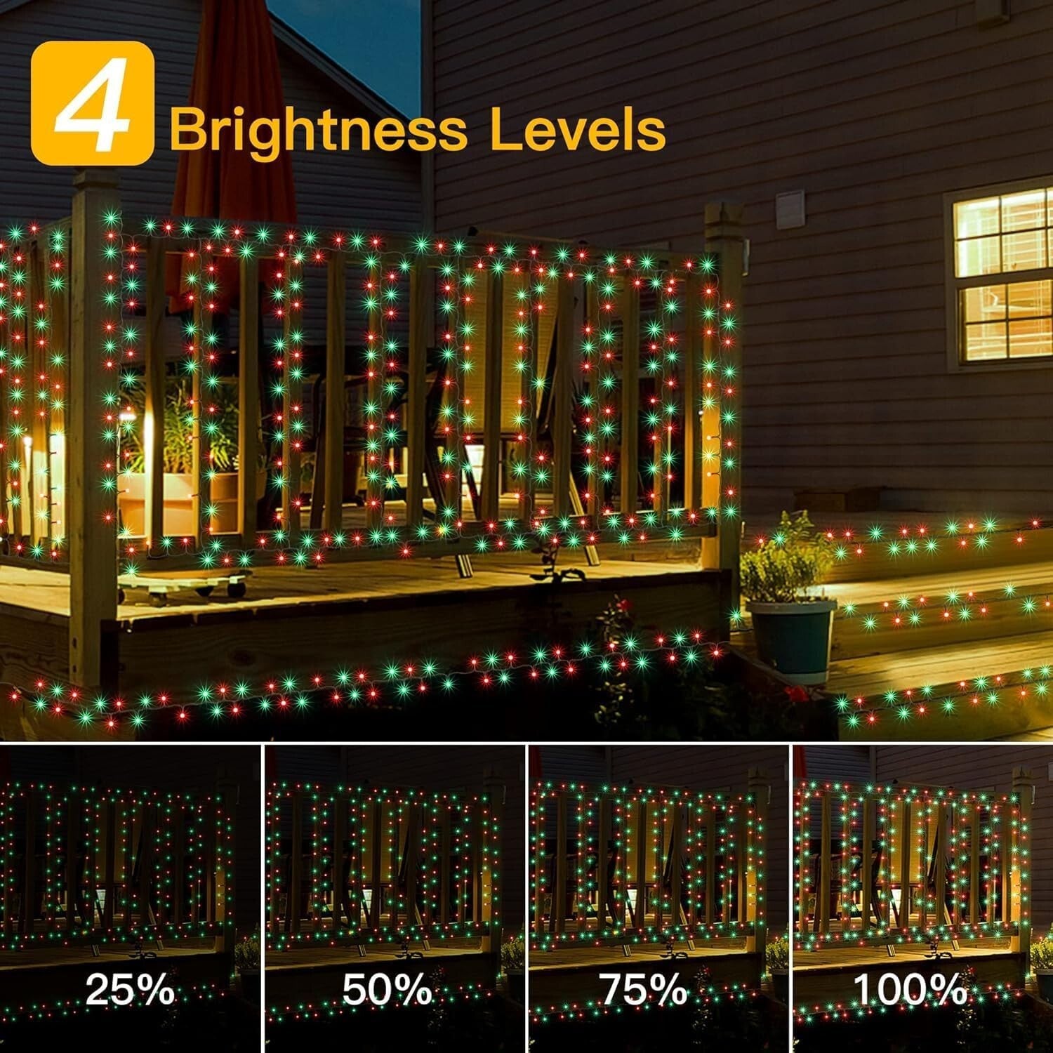 12 Modes Outdoor String Lights with Dusk to Dawn,174ft 500 LED Plug in Christ...