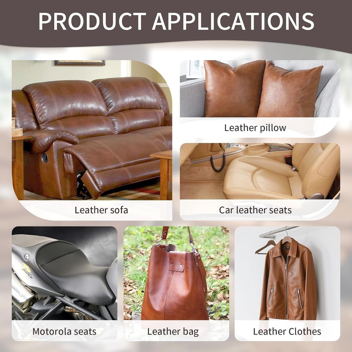 Leather Repair Tape Self Adhesive Leather Patch for Couch, Sofas Car Dark Brown
