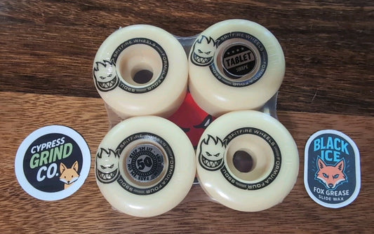 Spitfire Skateboard Wheels 50mm Lil Smokies Tablet F4 99A - New - White w/ Black