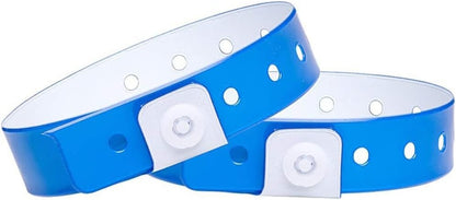 500 Neon Blue Plastic Wristbands for Events Parties Clubs Waterproof ID Bands