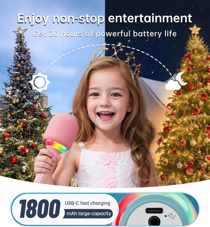 Wireless Bluetooth Karaoke Microphone for Ages 3 to 12+ (Blue)