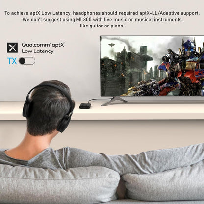 1Mii ML300 Bluetooth 5.3 Transmitter Receiver AptX Low Latency for TV Stereo