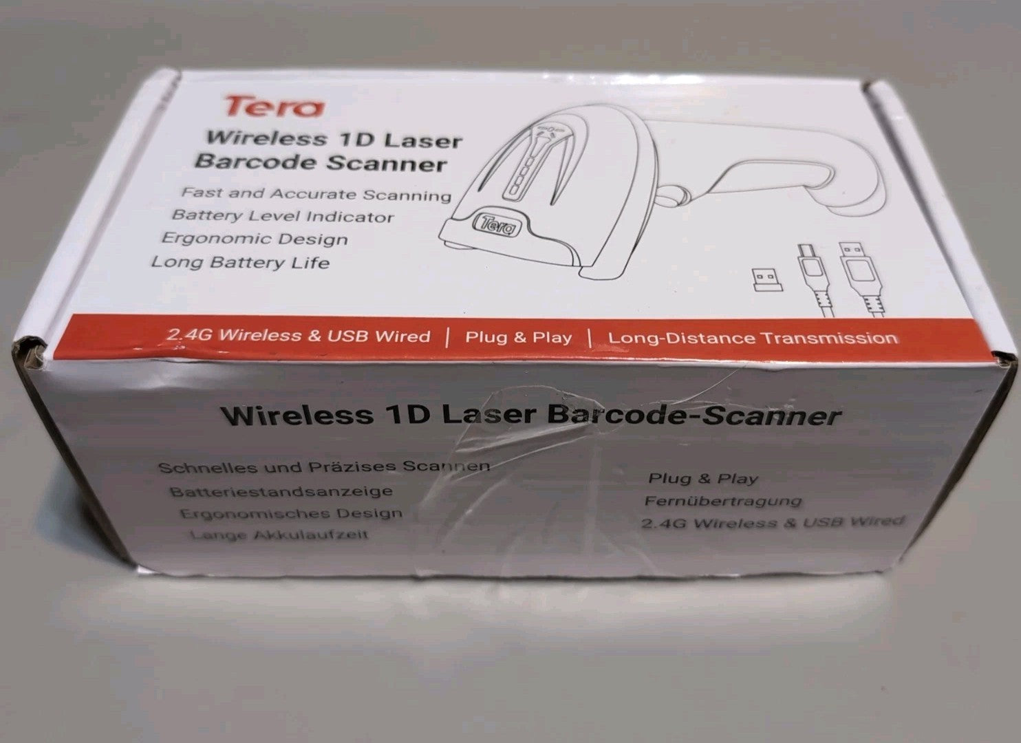 Tera Wireless 1D Laser Barcode Scanner (2.4Ghz Wireless+USB 2.0 Wired) Purple