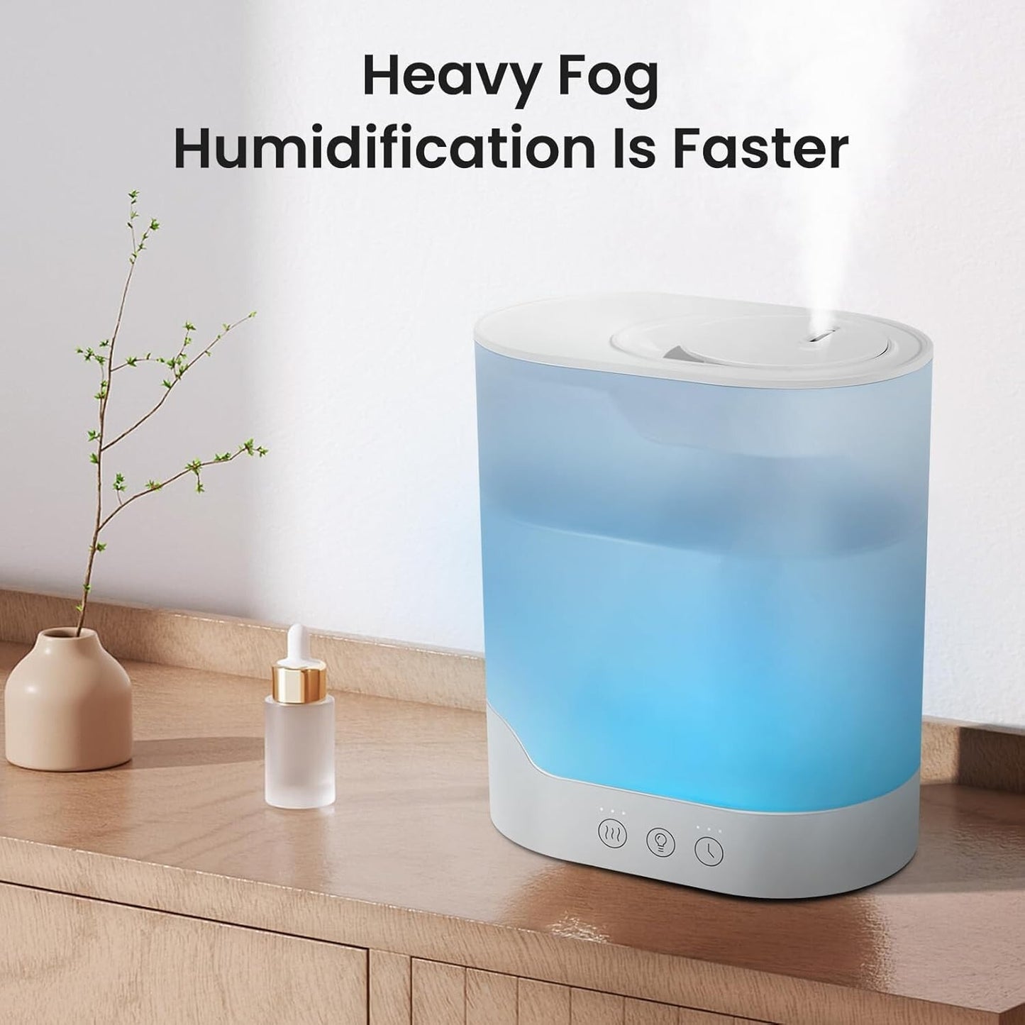 Air Humidifier for Bedroom, 3L Top-Fill Cool Mist