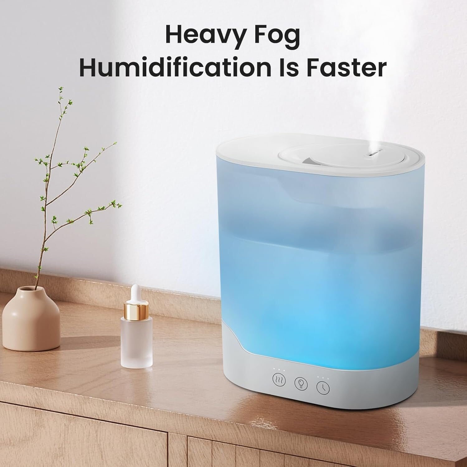 Air Humidifier for Bedroom, 3L Top-Fill Cool Mist