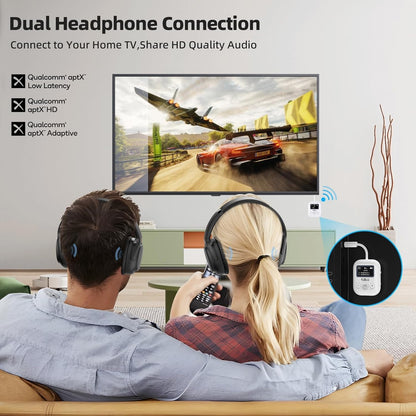 1Mii Bluetooth Transmitter - Low Latency Wireless Audio Aux for Headphone -White