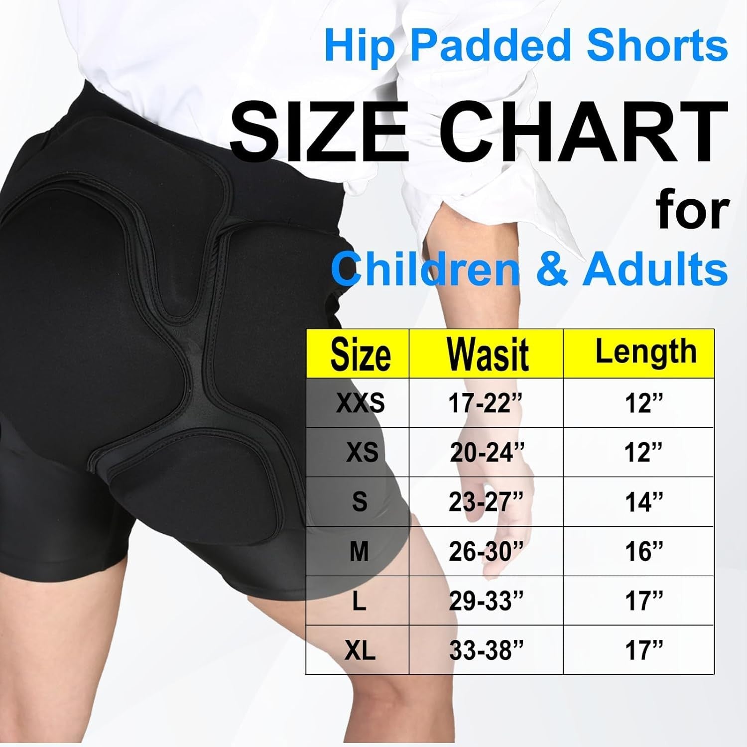 3D Protection Padded Shorts, Hip Butt Tailbone Crash Pad Pants, Small Black NEW