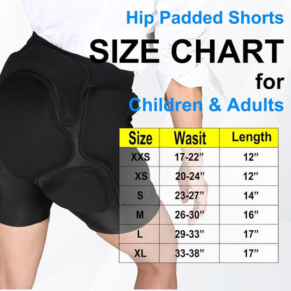 3D Protection Padded Shorts, Hip Butt Tailbone Crash Pad Pants, Small Black NEW