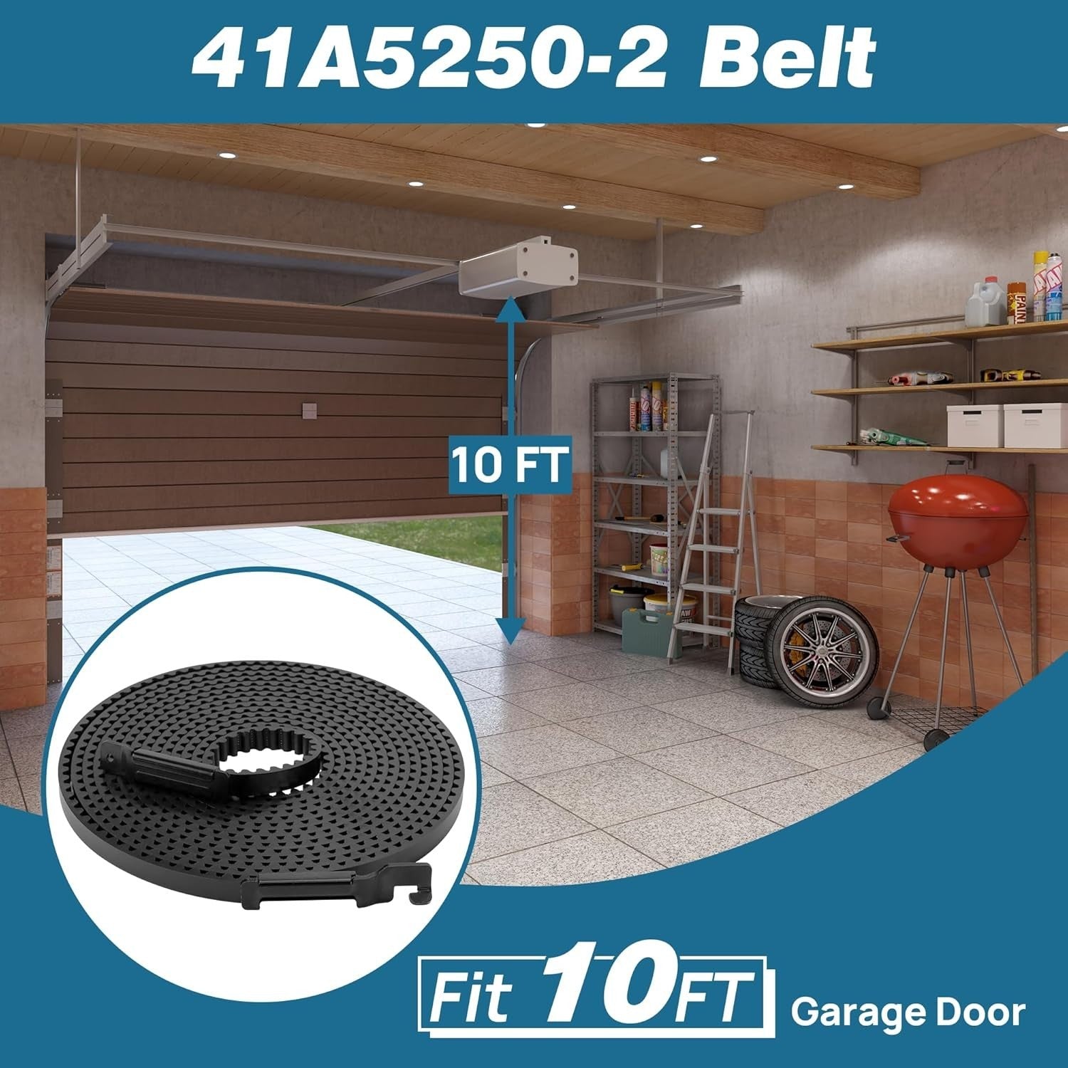 Upgrade 41A5250-2 41AB050-2 Belt for 10ft High Garage Door, 310" Garage Door NEW