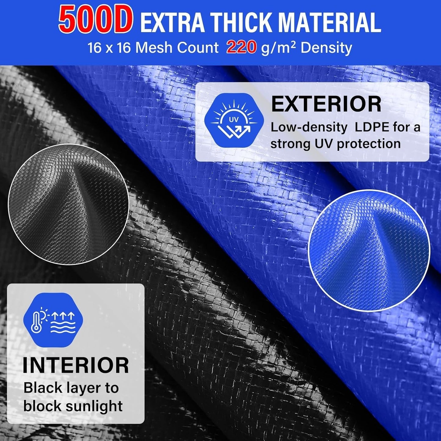 21ft Round Winter Pool Cover 500D Extra Thick Above Ground w Winch Cable