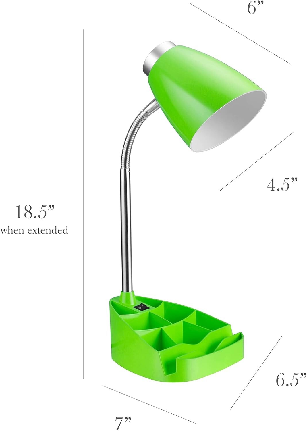 Simple Designs 18.5" Compartmental Desk Lamp - Green