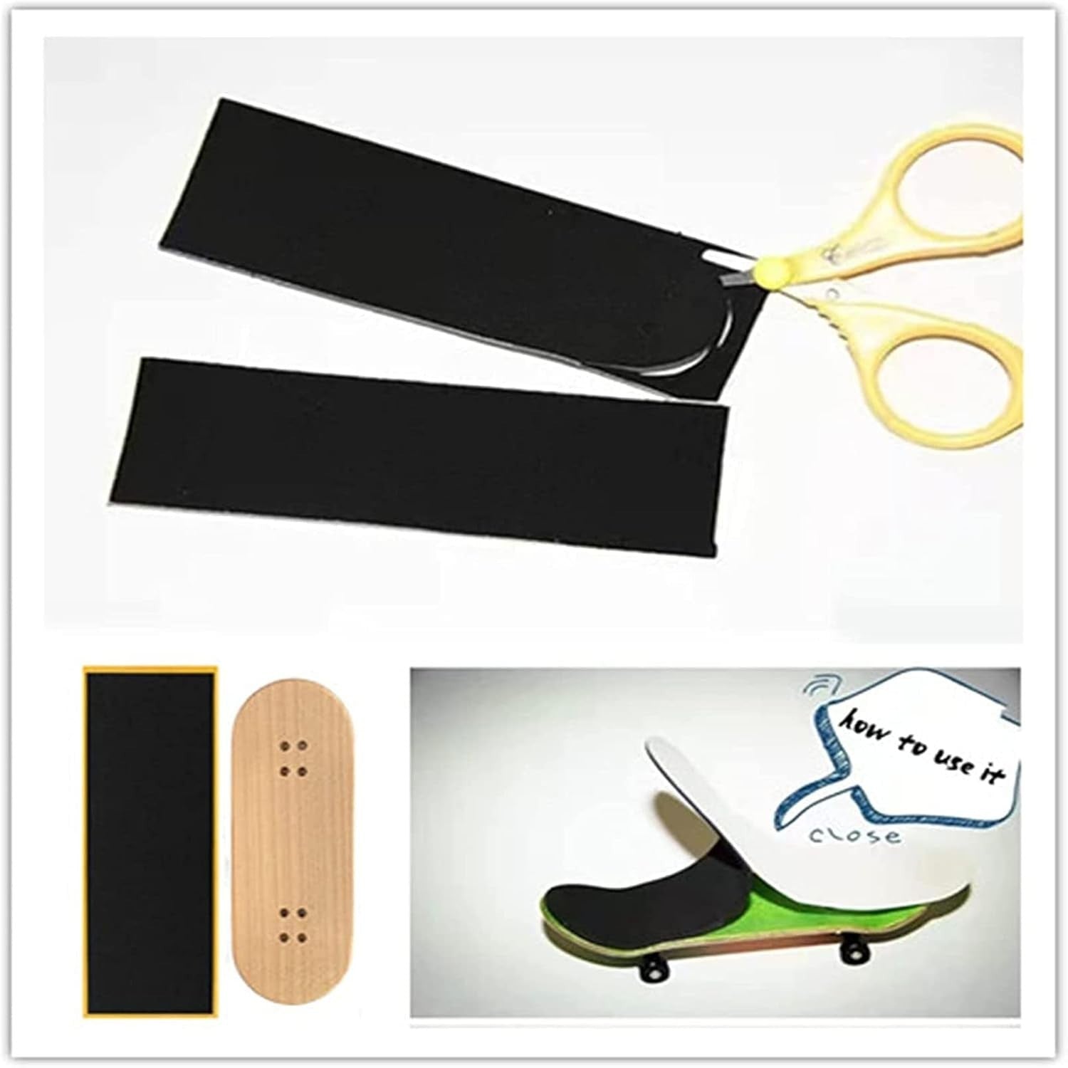 100pcs Fingerboard Foam Grip Tape 110x38mm Non-Slip Pads for Mini Skateboards