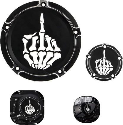 Harley Derby & Timing Cover Set 1996-2013 CNC Billet Middle Finger Design