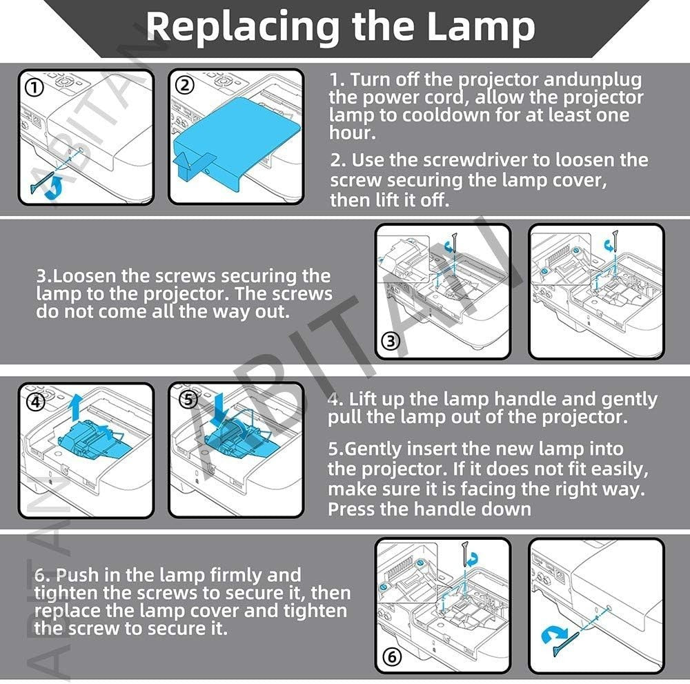 ABITAN ELPLP91 / V13H010L91 Replacement Lamp w/ Housing for Epson Projectors