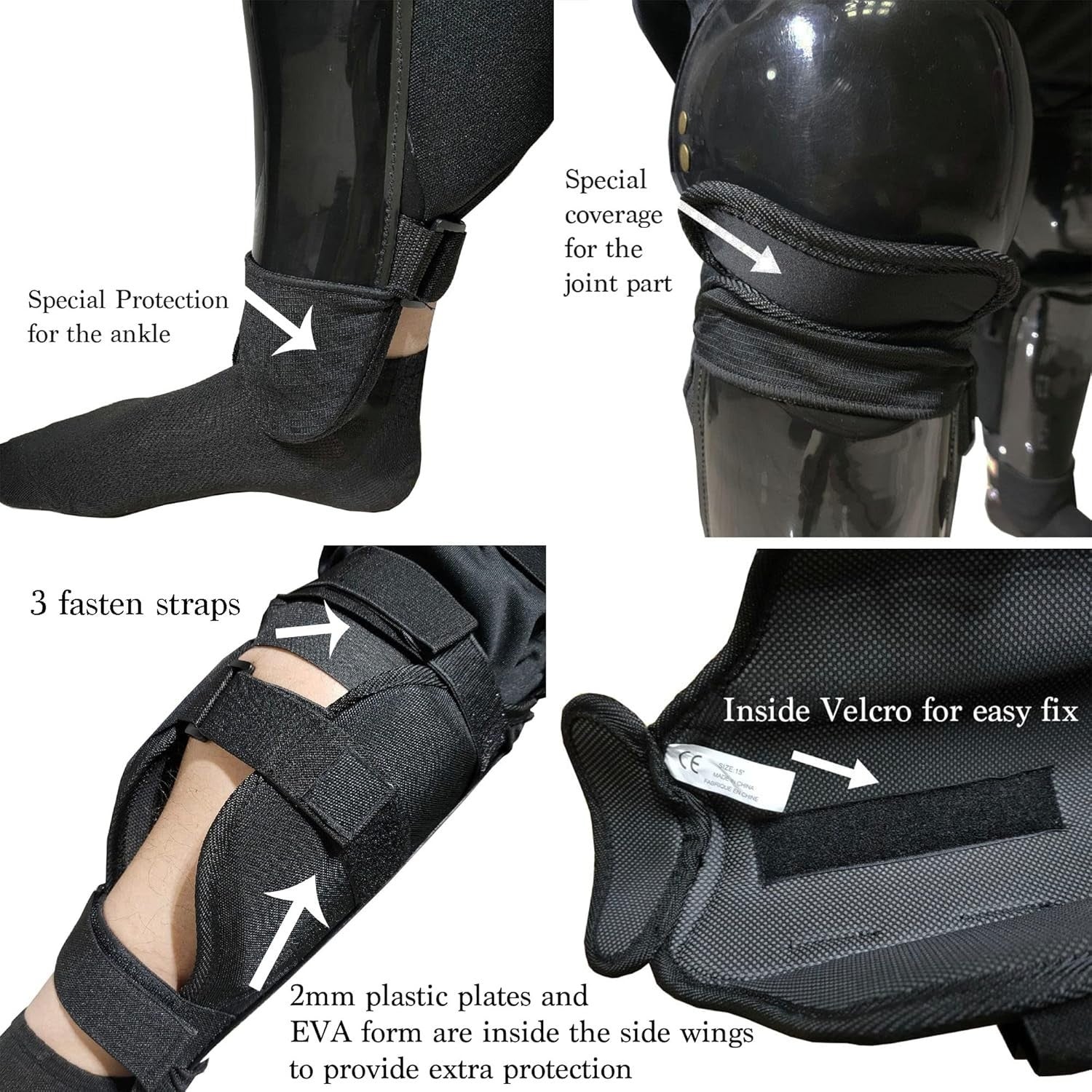 Leonark Black Armoury HEMA Shin Guards Calf Protectors Leggings Pair