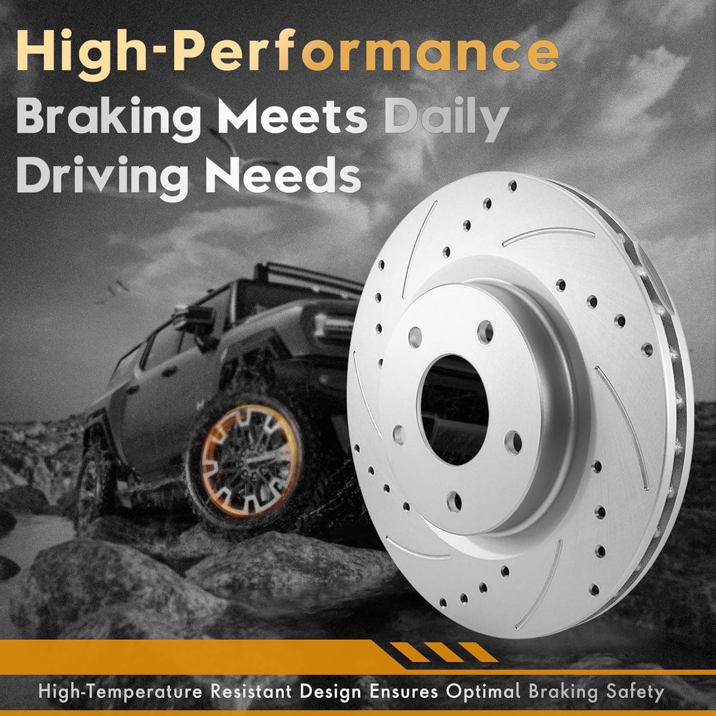 7-Lug Rear Brake Rotors & Pads Kit Geomet Drilled Slotted for 12–14 Ford F-150