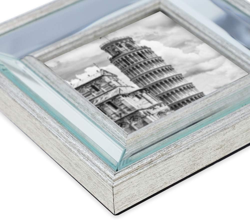 Isaac Jacobs 11x14 Silver Beveled Mirror Frame w/Mat for 8x10 Wall Display