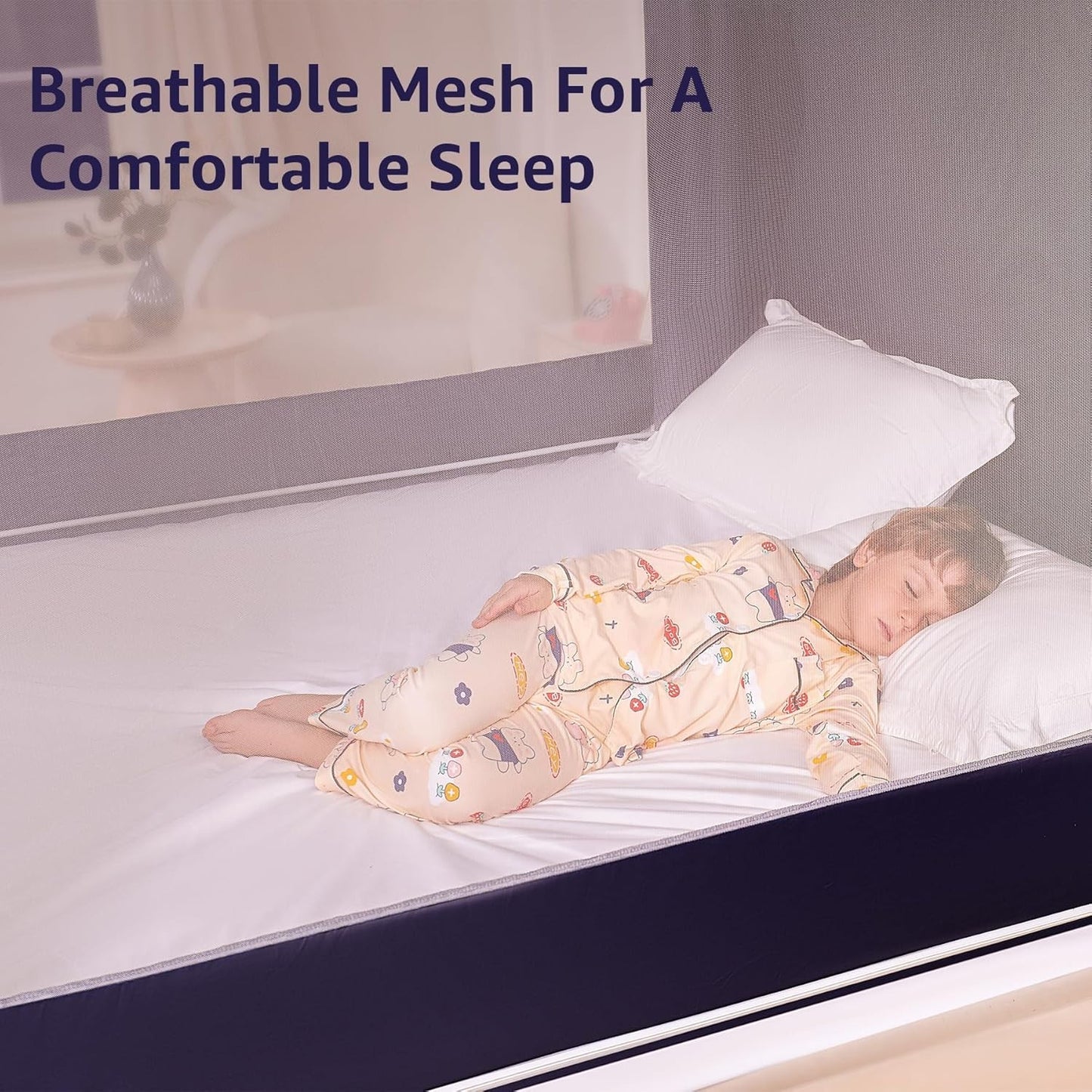 Comfomind King Bed Tent Canopy Mosquito Net Blackout Curtains Dark Blue