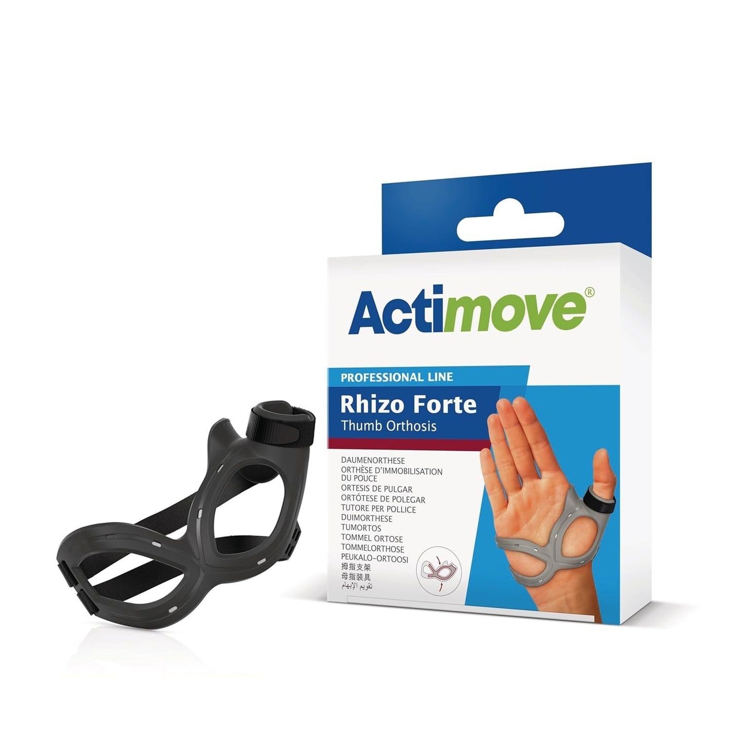 Actimove Rhizo Forte Thumb Orthosis Small Right Hand Black Brace Arthritis Suppo