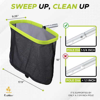 17.5" Pool Leaf Skimmer Net Heavy Duty Double Layer Mesh for Pool, Pond, Spa