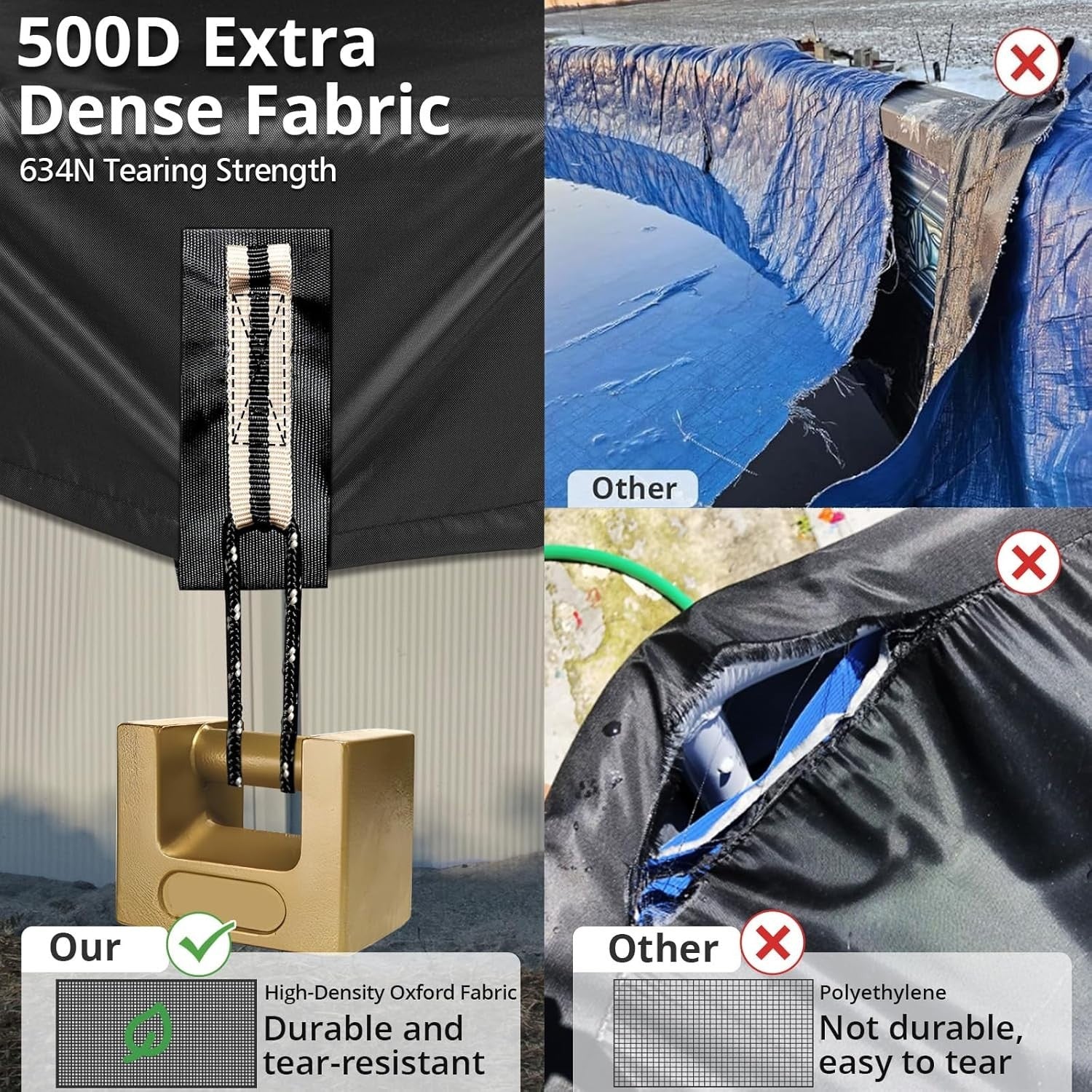 QH.HOME Oval Pool Cover for 9x18 Ft Bestway/Intex/Coleman Frame Oval Pool, [E