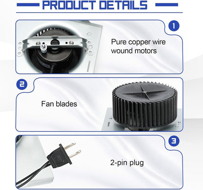 S97015162 Bathroom Exhaust Fan Motor Fits Broan/NuTone 110 CFM 8"x8¼"x5¾" Housin