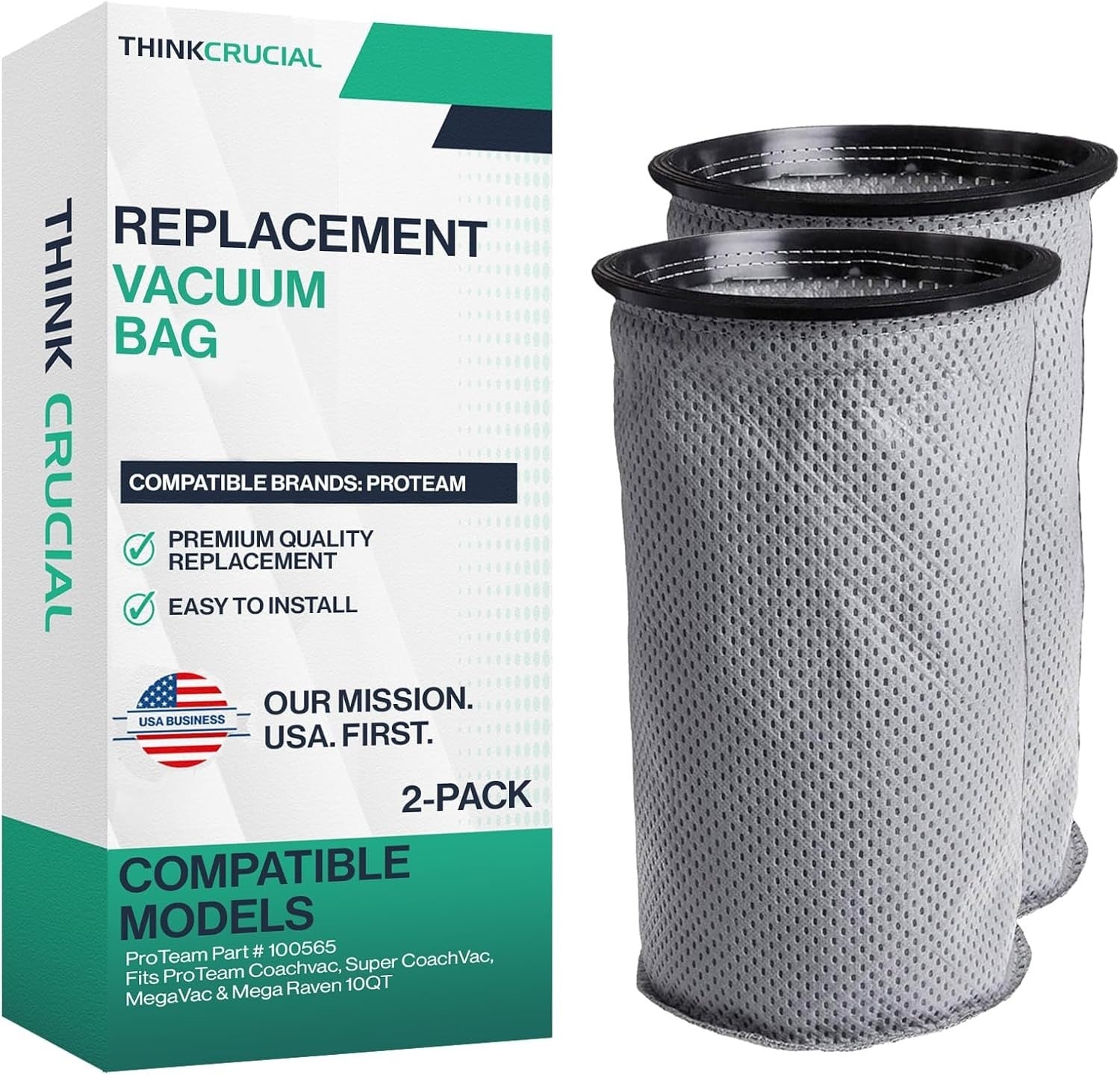 Think Crucial Replacement Reusable Cloth 10QT Vacuum Bag – Compatible 4-Pack 