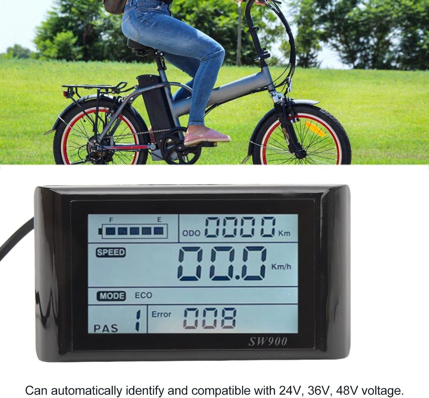 Electric Bike LCD Display Panel 5-Pin 24V/36V/48V Compatible JN Controller Light