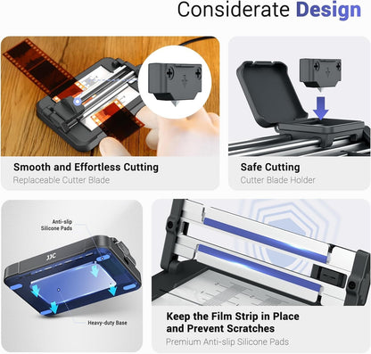 JJC Negative Slide Film Cutter for 35mm 120 Format Strip 35mm Film Trimmer USB-C