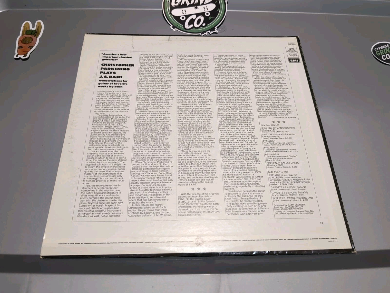 Christopher Parkening Plays Bach Vinyl LP Angel Records 36041