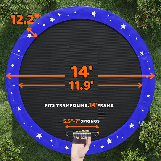 Happin Trampoline Spring Cover Super Thick Waterproof Pad Replacement 14FT Blue