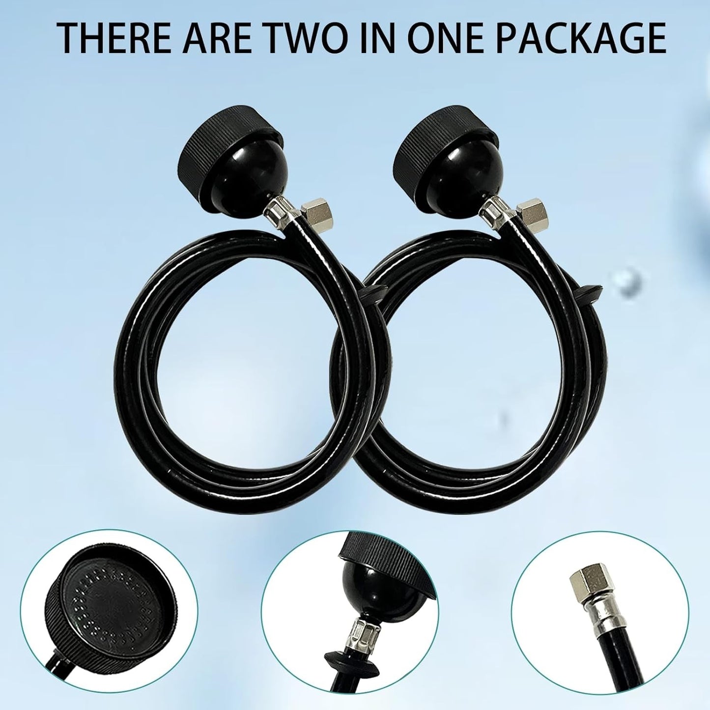 2 Pack Salon Shampoo Bowl Faucet Sprayer Head Rubber 47” Hose Connector 1/4”