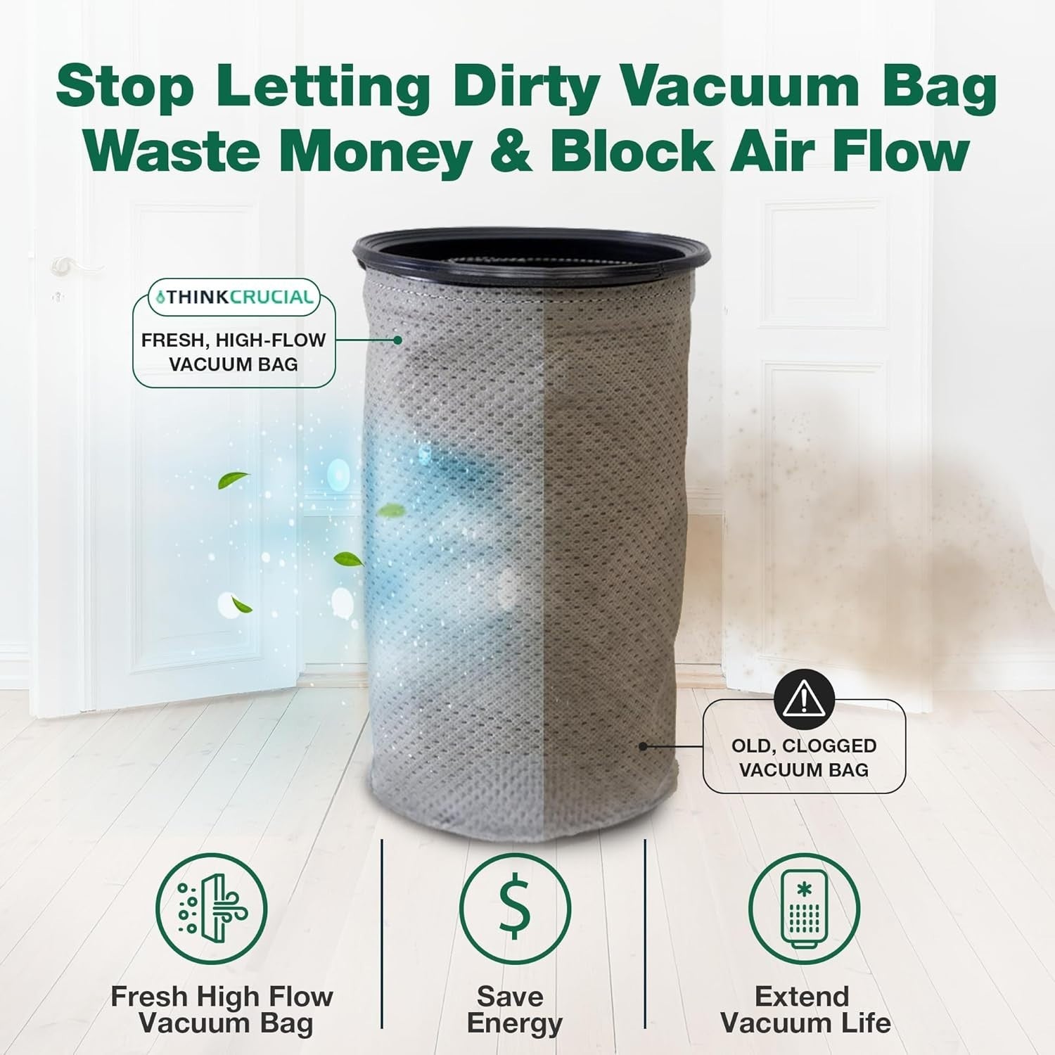 Think Crucial Replacement Reusable Cloth 10QT Vacuum Bag – Compatible 4-Pack 